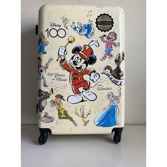 Bioworld Disney 100 Years Of Music And Wonder 28” Upright Spinner Suitcase NEW - Picture 2 of 16